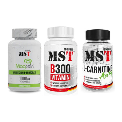 Ausdauer-Set: MST Magnesium + MST B300 B-Compl + MST L-Carnitine – alle enthaltenen Artikel