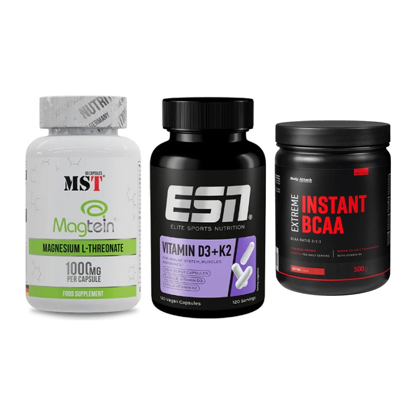Ausdauer-Set: MST Magnesium + ESN Vitamin D3 + Body Attack – alle enthaltenen Artikel