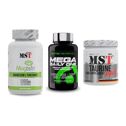 Ausdauer-Set: MST Magnesium + Scitec Mega + MST Taurine – alle enthaltenen Artikel