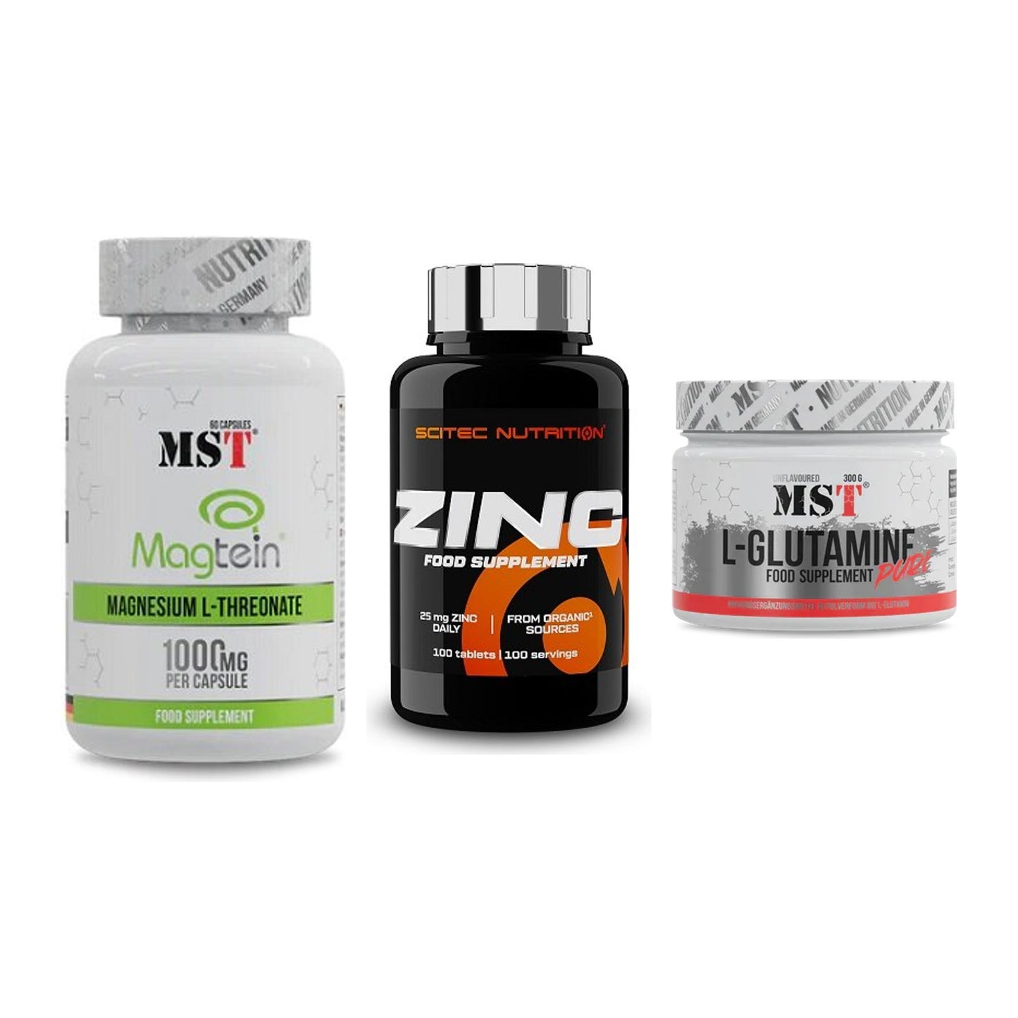 Ausdauer-Set: MST Magnesium + Scitec Zinc + MST Glutamine – alle enthaltenen Artikel