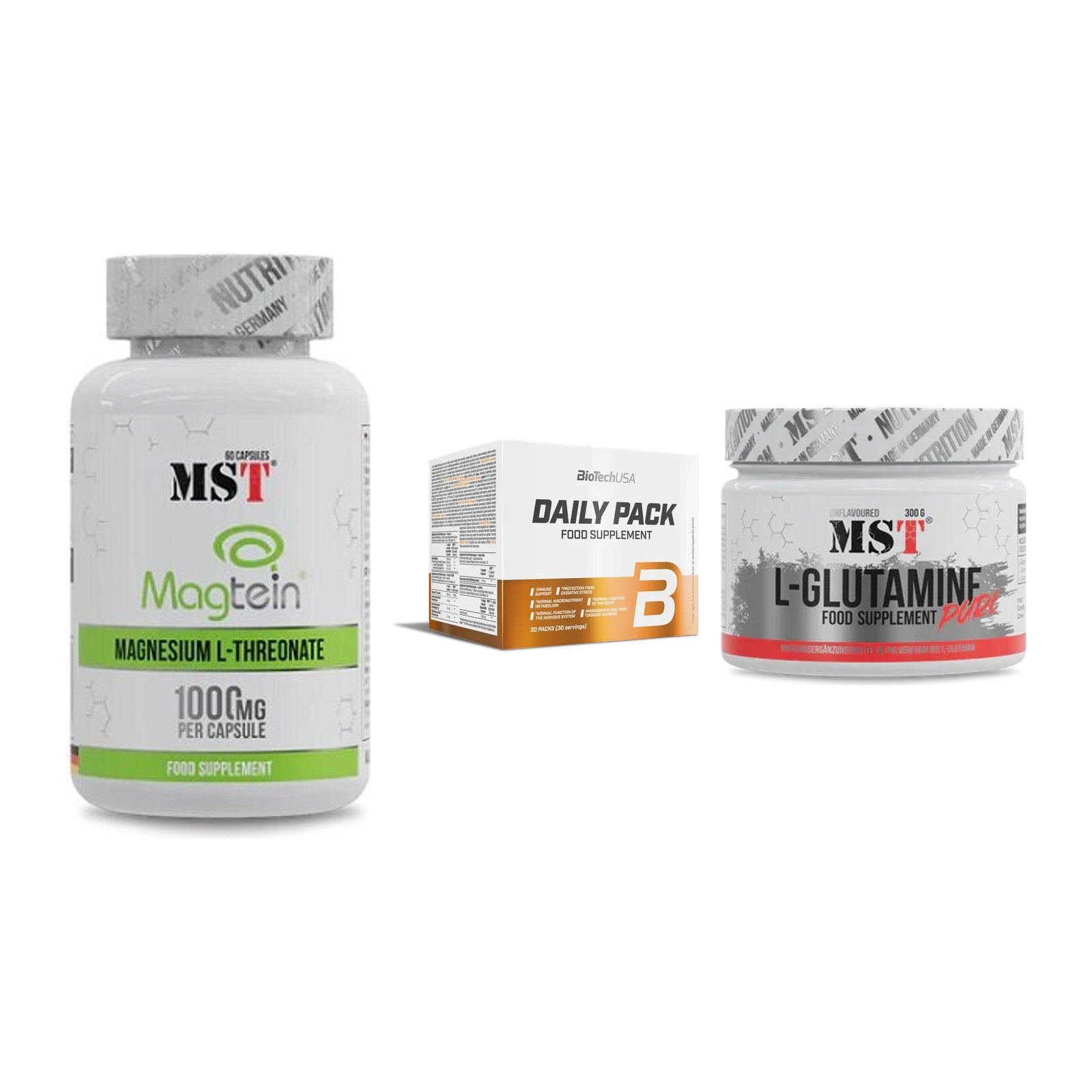 Ausdauer-Set: MST Magnesium + BioTech Daily + MST Glutamine – alle enthaltenen Artikel