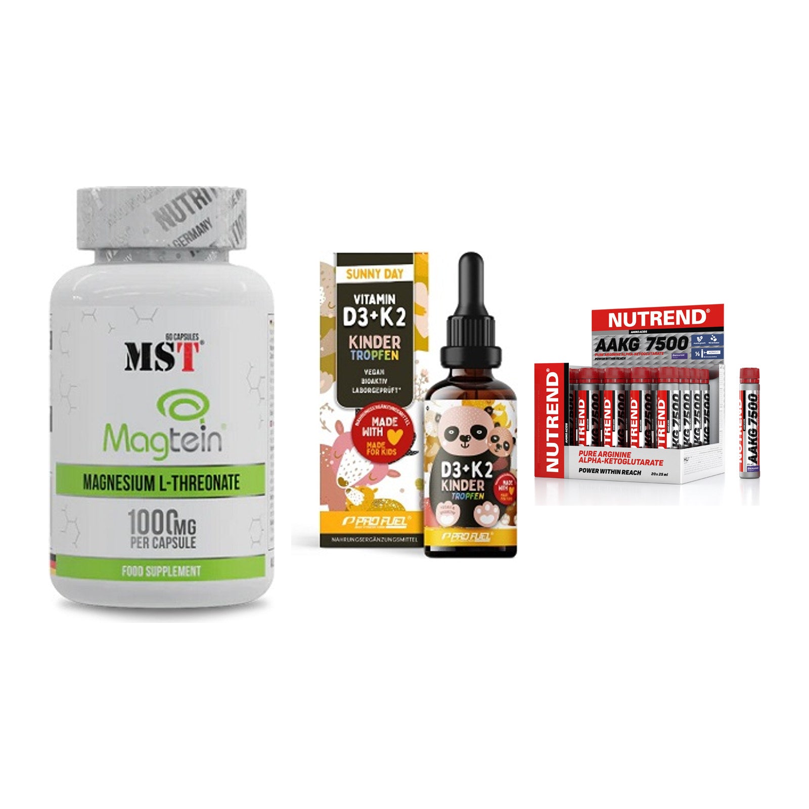 Ausdauer-Set: MST Magnesium + ProFuel VITAMIN + Nutrend AAKG – alle enthaltenen Artikel