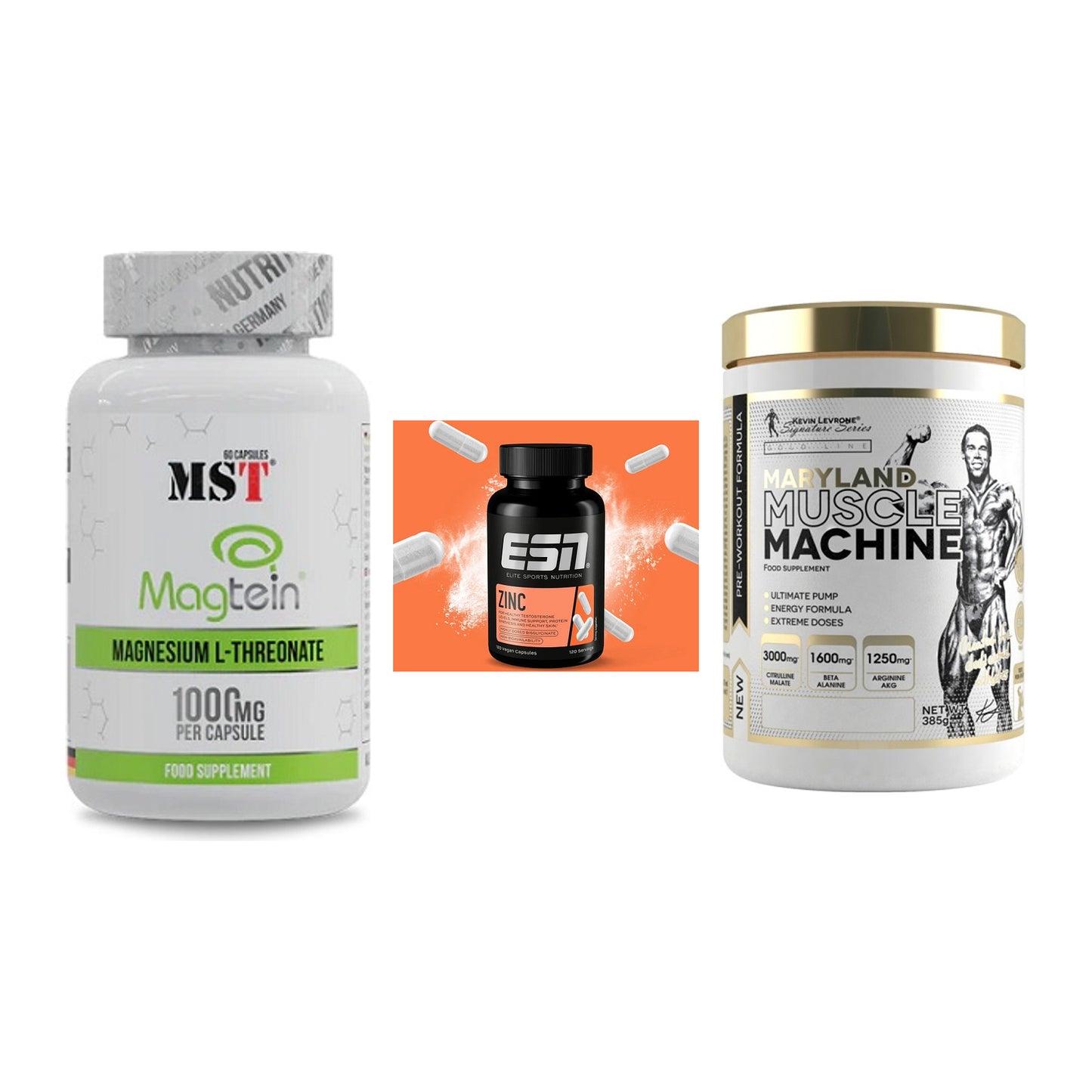 Ausdauer-Set: MST Magnesium + ESN Zinc + Kevin Levrone – alle enthaltenen Artikel