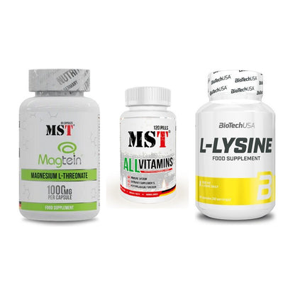 Ausdauer-Set: MST Magnesium + MST All Vitamins + BioTech L-Lysine – alle enthaltenen Artikel