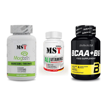 Ausdauer-Set: MST Magnesium + MST All Vitamins + BioTech BCAA+B6 – alle enthaltenen Artikel