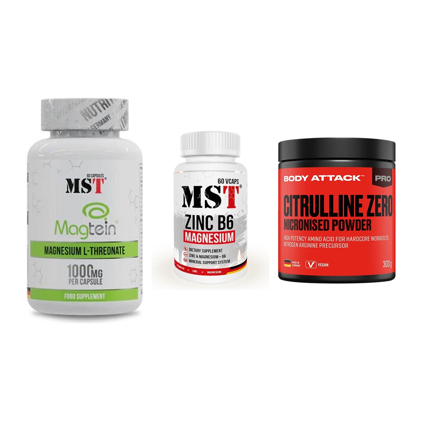 Ausdauer-Set: MST Magnesium + MST Zinc + Body Attack 100 – alle enthaltenen Artikel