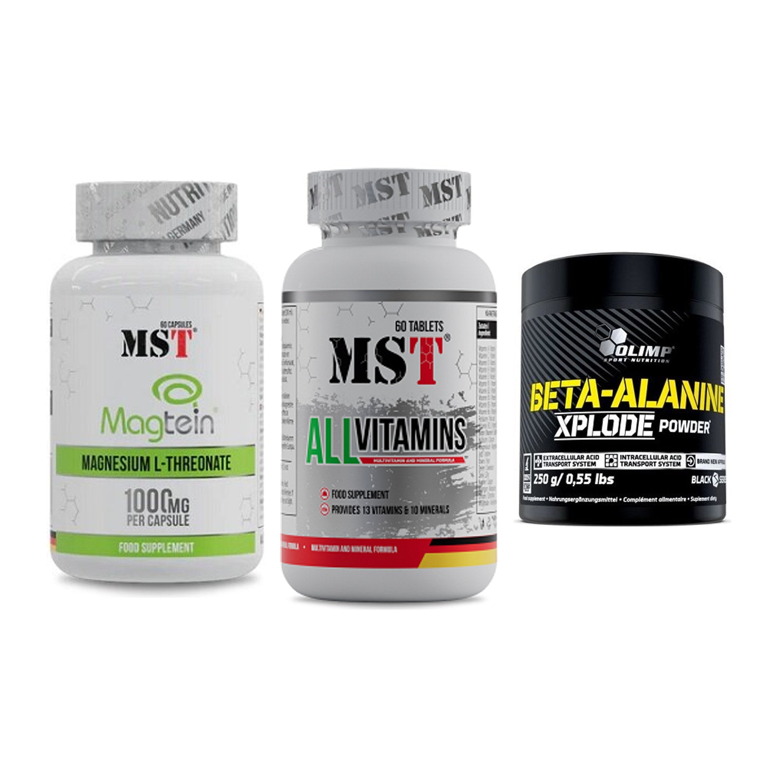 Ausdauer-Set: MST Magnesium + MST All Vitamins + Olimp Beta-Alani – alle enthaltenen Artikel
