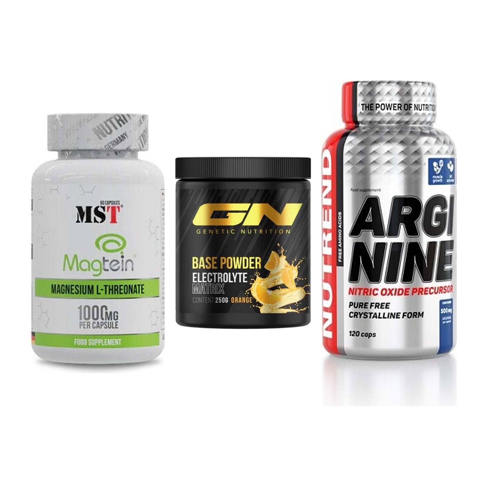 Ausdauer-Set: MST Magnesium + GN Base Powder + Nutrend Arginine – alle enthaltenen Artikel