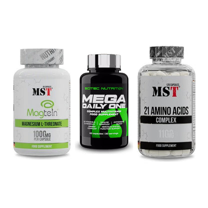 Ausdauer-Set: MST Magnesium + Scitec Mega + MST 21 Amino – alle enthaltenen Artikel