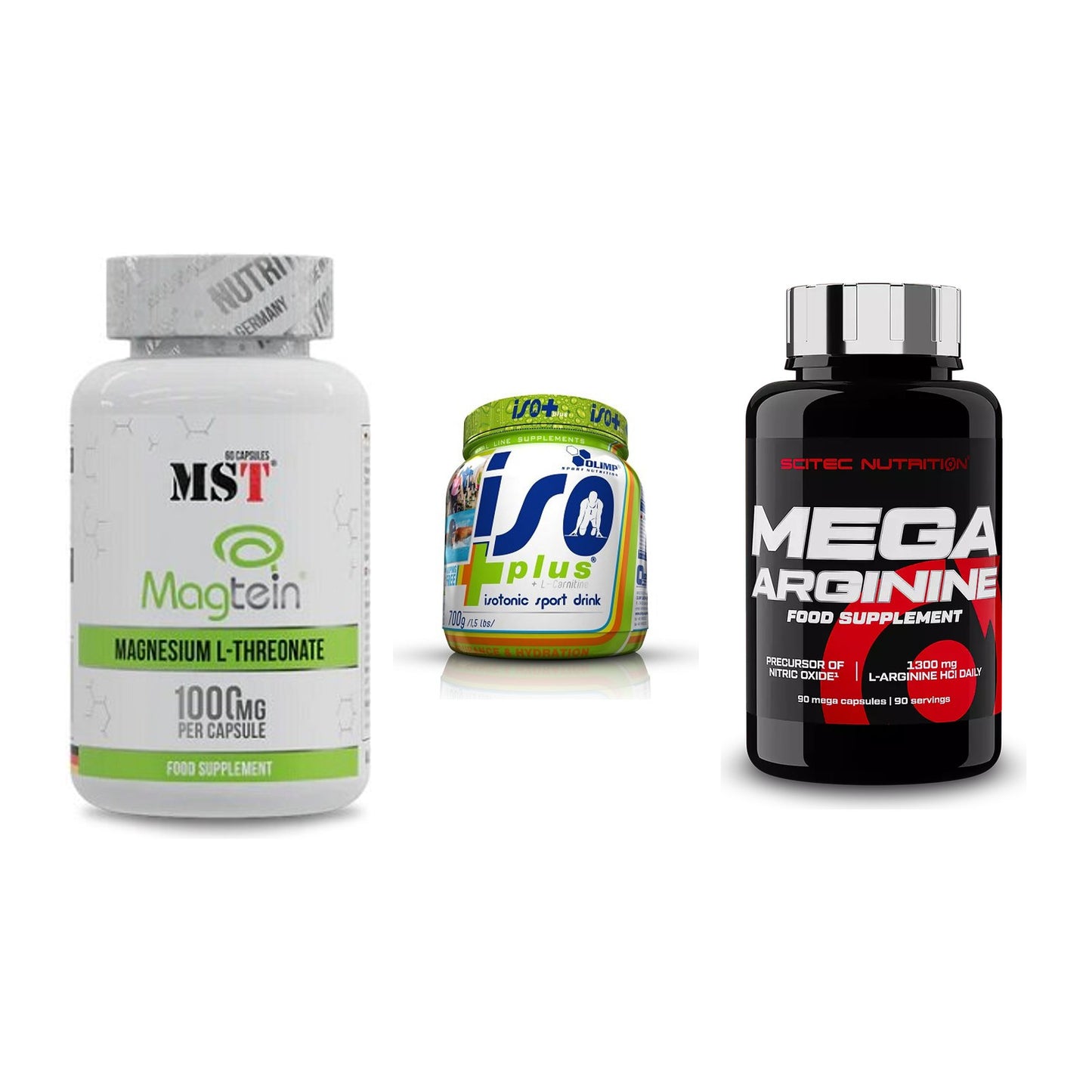 Ausdauer-Set: MST Magnesium + Olimp Iso Plus + Scitec Mega – alle enthaltenen Artikel