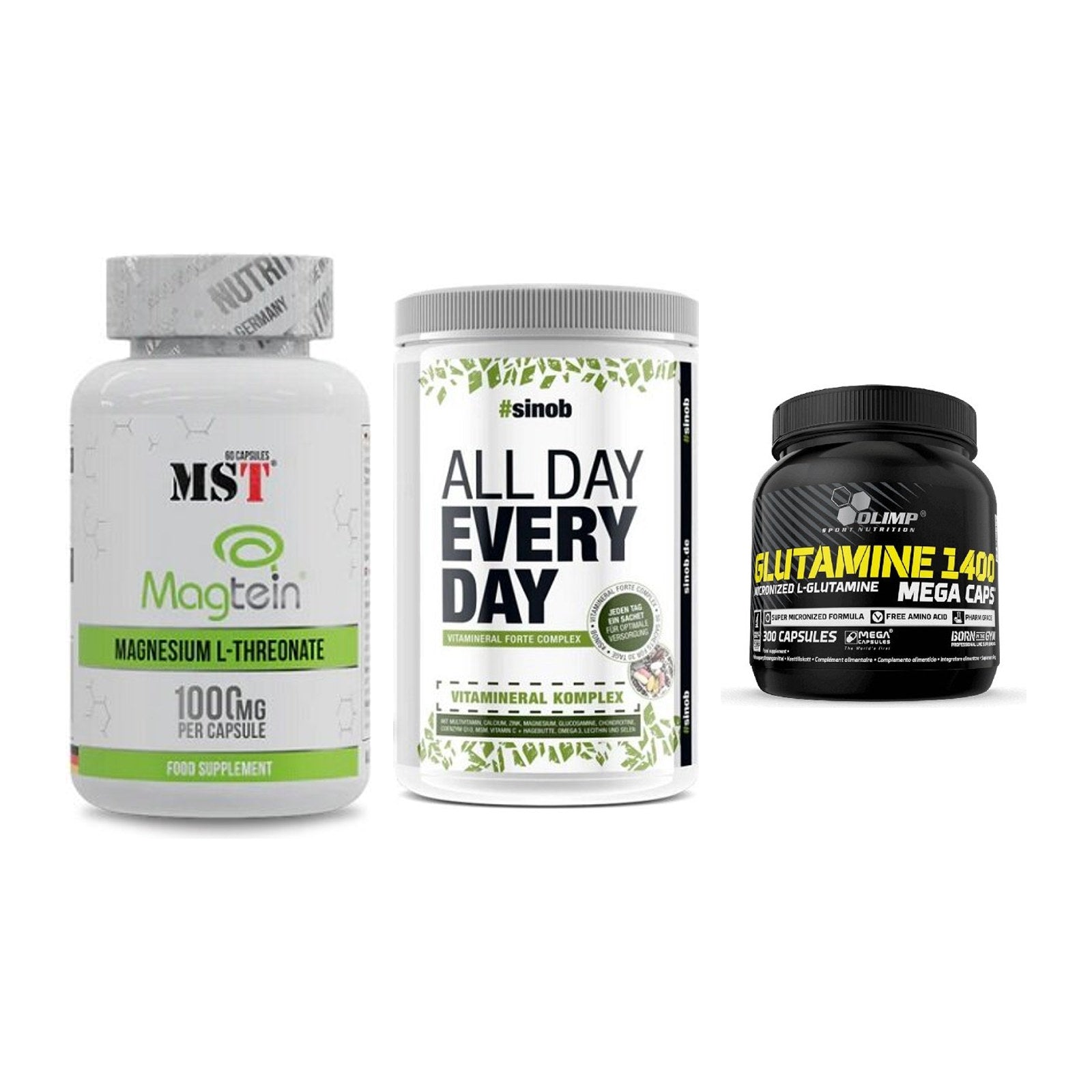 Ausdauer-Set: MST Magnesium + Sinob All Day + Olimp L-Glutamin – alle enthaltenen Artikel