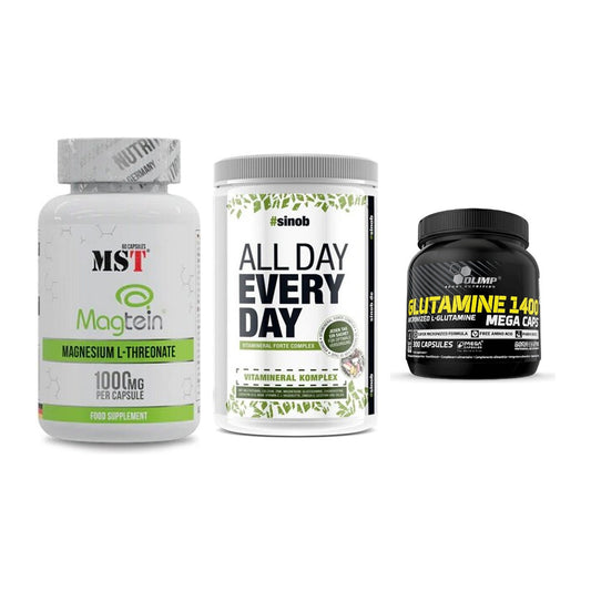 Ausdauer-Set: MST Magnesium + Sinob All Day + Olimp L-Glutamin – alle enthaltenen Artikel