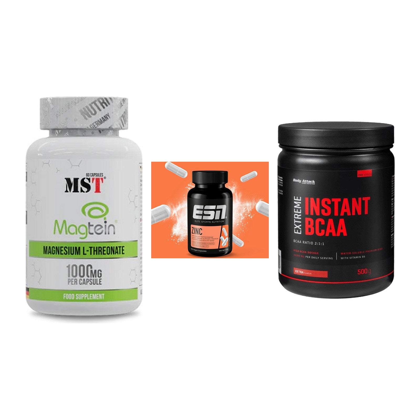 Ausdauer-Set: MST Magnesium + ESN Zinc + Body Attack – alle enthaltenen Artikel