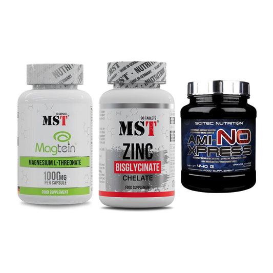 Ausdauer-Set: MST Magnesium + MST Zinc Chelate + Scitec Ami-NO – alle enthaltenen Artikel