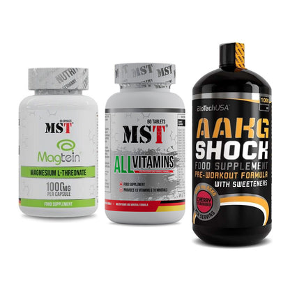 Ausdauer-Set: MST Magnesium + MST All Vitamins + BioTech AAKG – alle enthaltenen Artikel