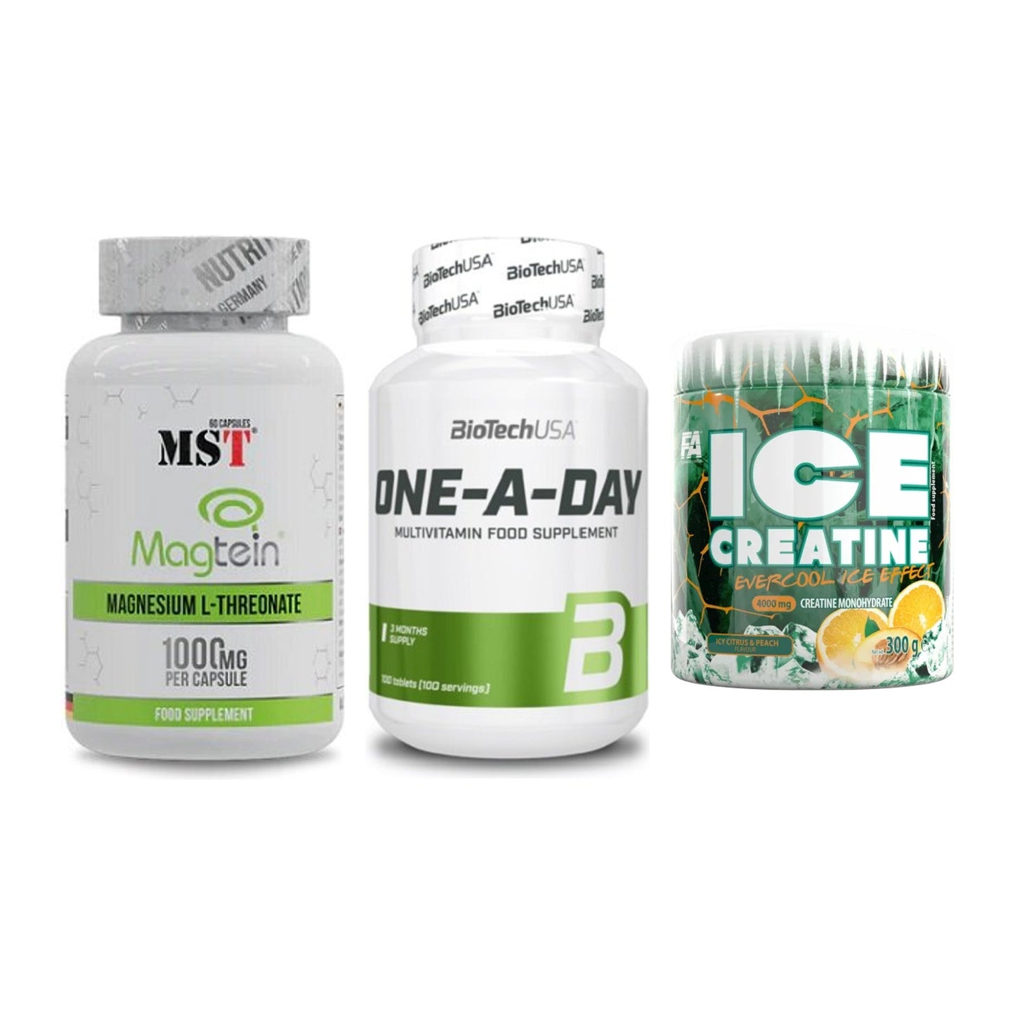 Ausdauer-Set: MST Magnesium + BioTech One A + FA Nutrition ICE – alle enthaltenen Artikel