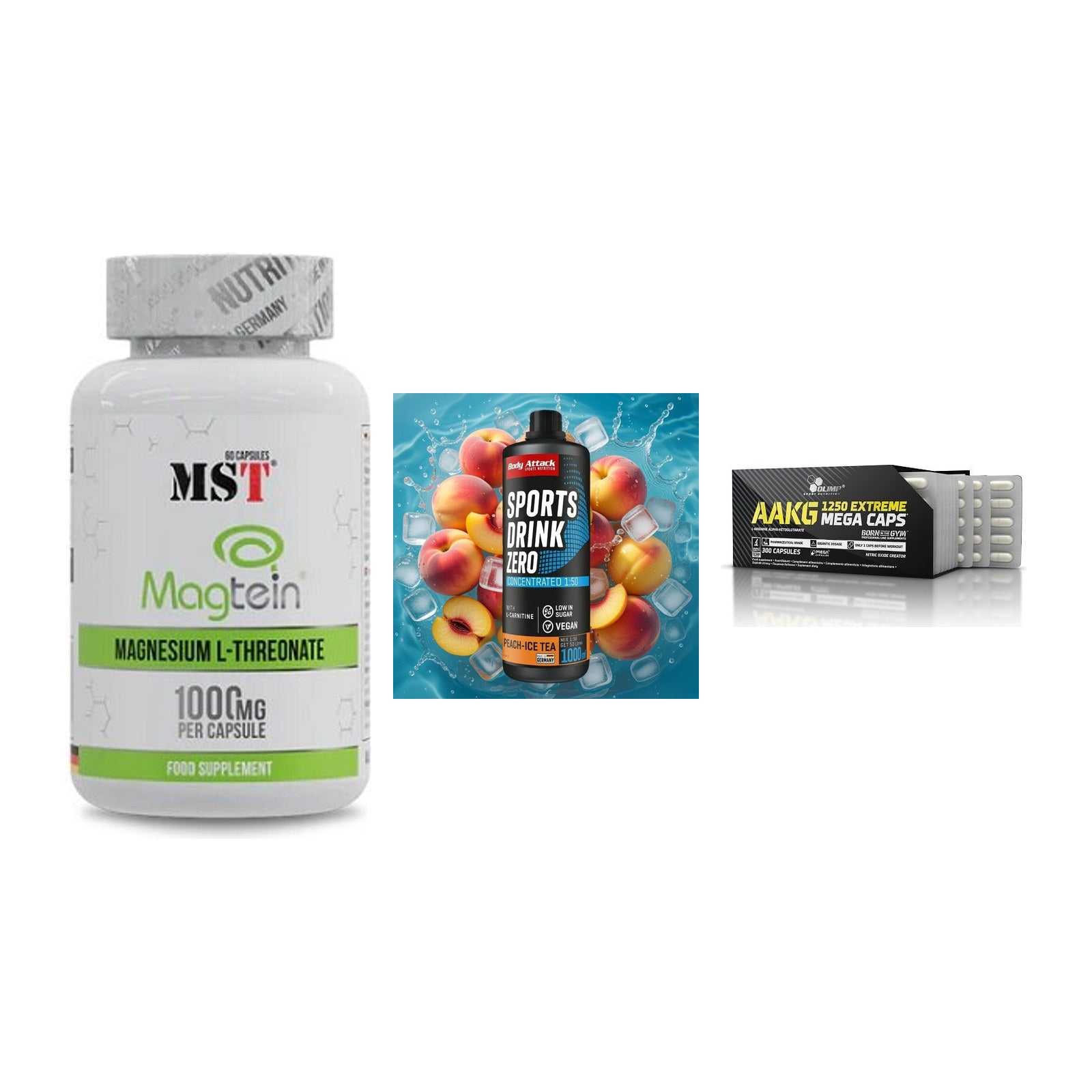 Ausdauer-Set: MST Magnesium + Body Attack + Olimp AAKG – alle enthaltenen Artikel