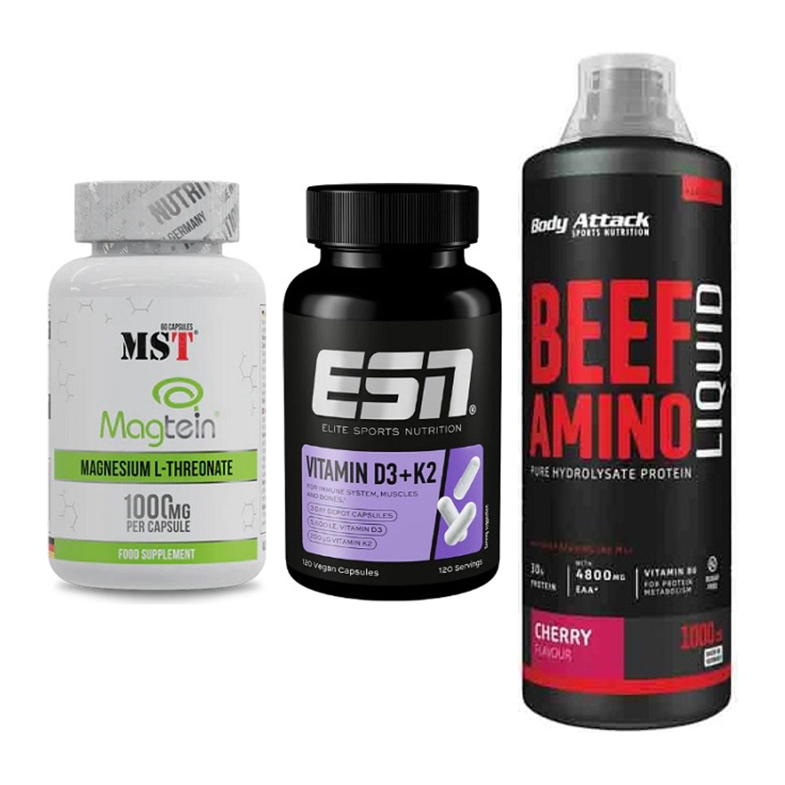 Ausdauer-Set: MST Magnesium + ESN Vitamin D3 + Body Attack Beef – alle enthaltenen Artikel