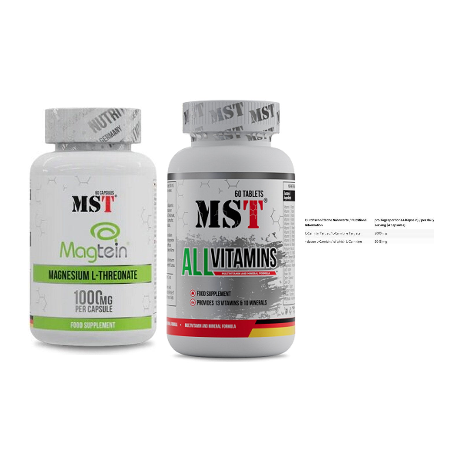 Ausdauer-Set: MST Magnesium + MST All Vitamins + INLEAD L-Carniti – alle enthaltenen Artikel