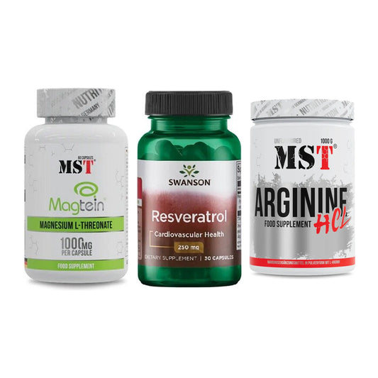 Ausdauer-Set: MST Magnesium + Swanson Resverat + MST Arginine HCL – alle enthaltenen Artikel