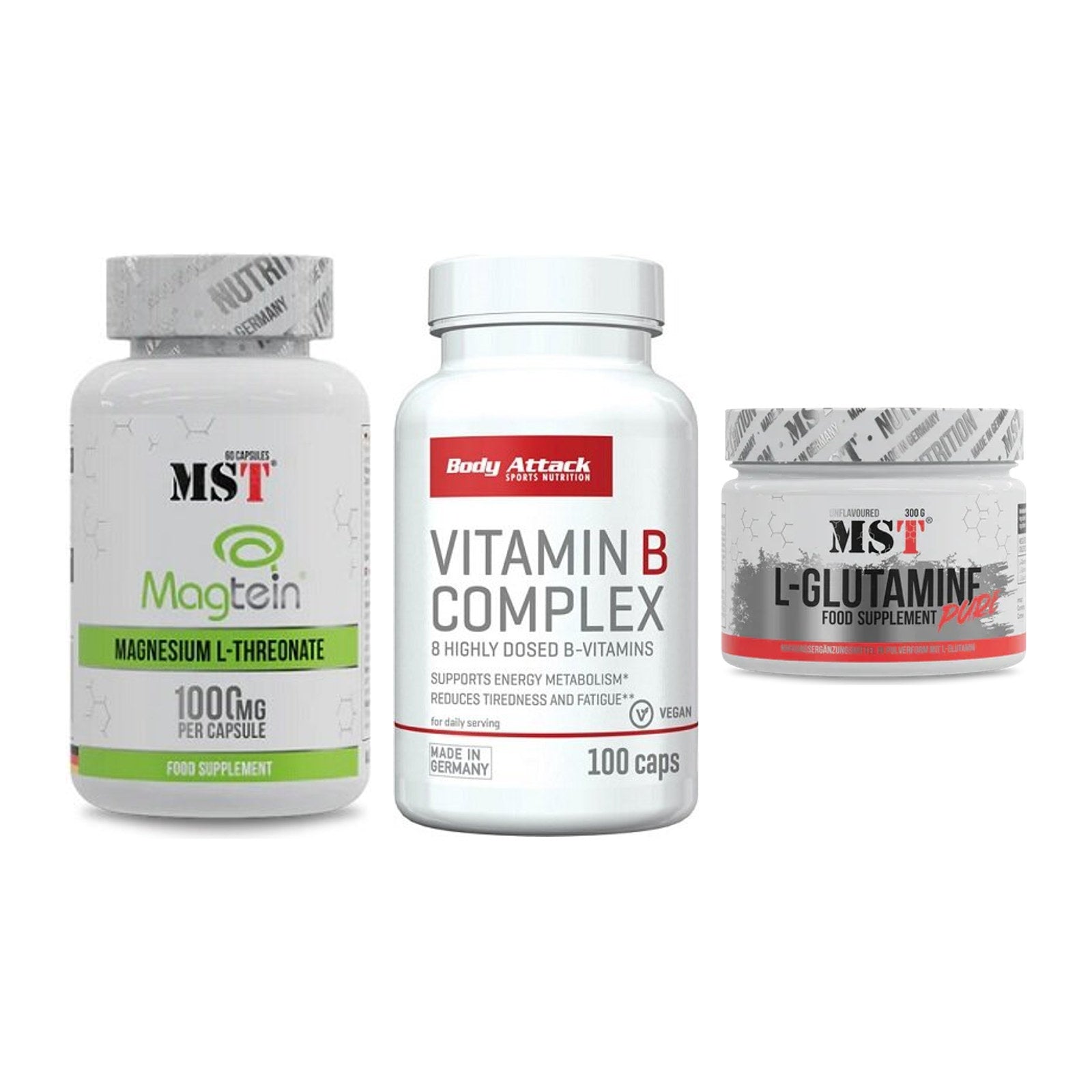 Ausdauer-Set: MST Magnesium + Body Attack + MST Glutamine – alle enthaltenen Artikel