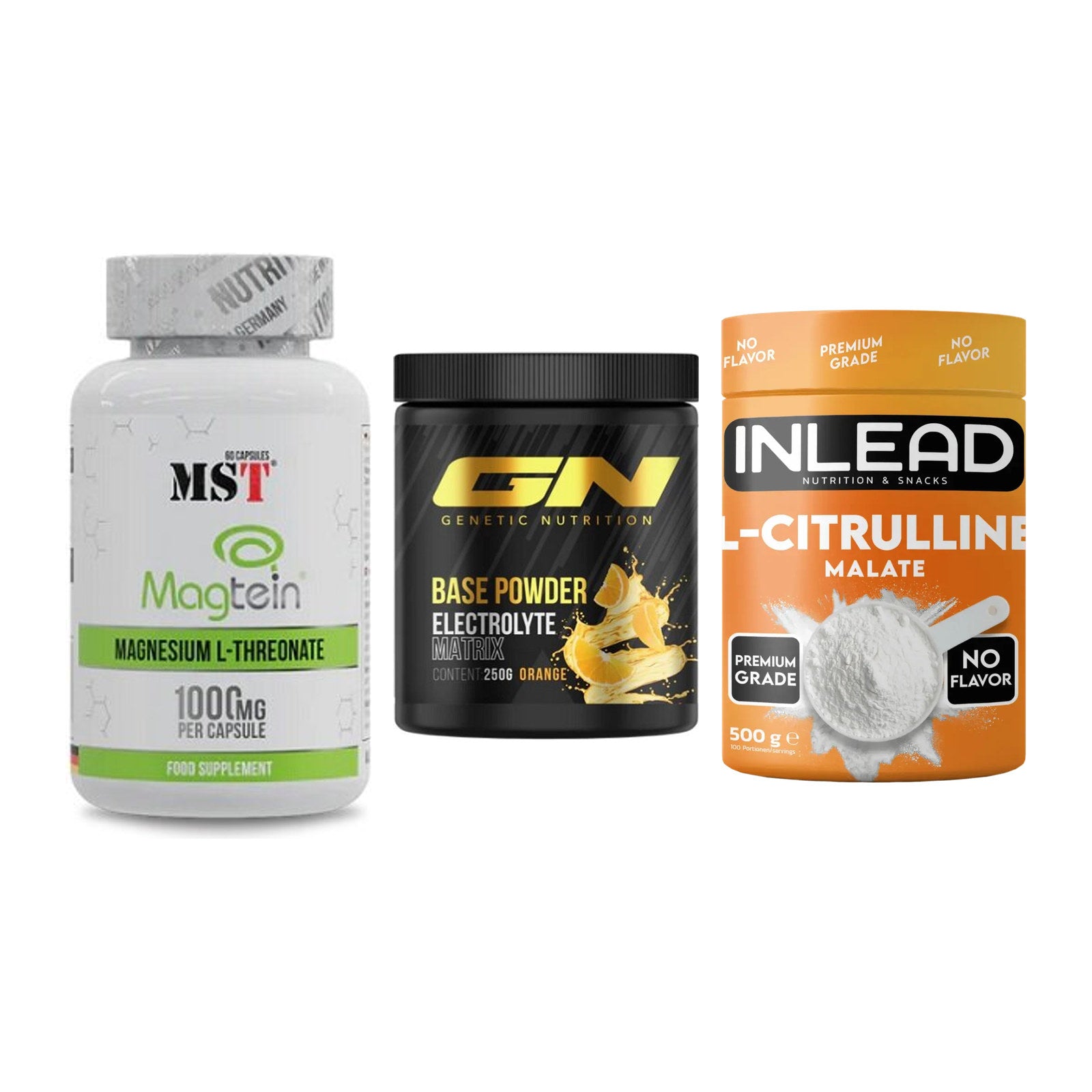 Ausdauer-Set: MST Magnesium + GN Base Powder + INLEAD L-Citrull – alle enthaltenen Artikel