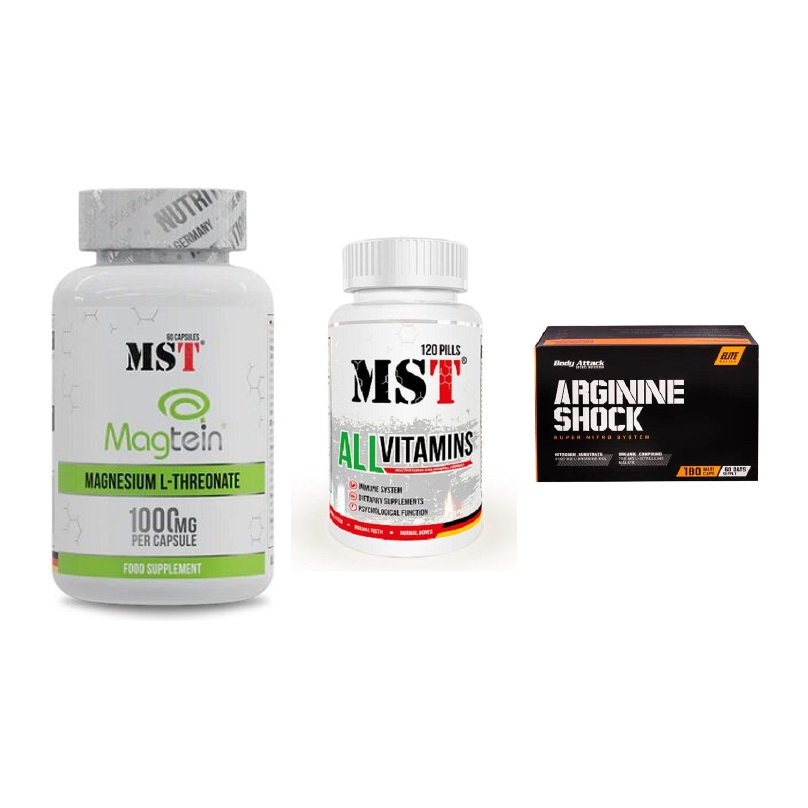 Ausdauer-Set: MST Magnesium + MST All Vitamins + Body Attack – alle enthaltenen Artikel
