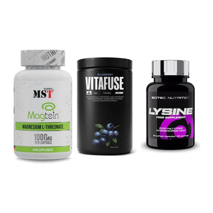 Ausdauer-Set: MST Magnesium + Big Zone Vitafus + Scitec Lysine – alle enthaltenen Artikel