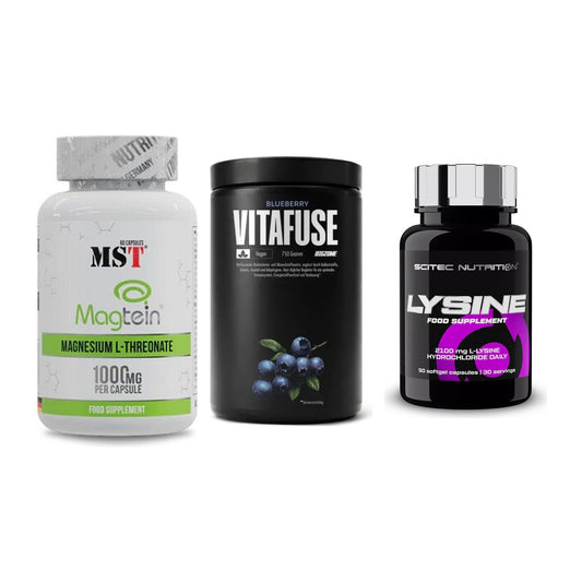 Ausdauer-Set: MST Magnesium + Big Zone Vitafus + Scitec Lysine – alle enthaltenen Artikel