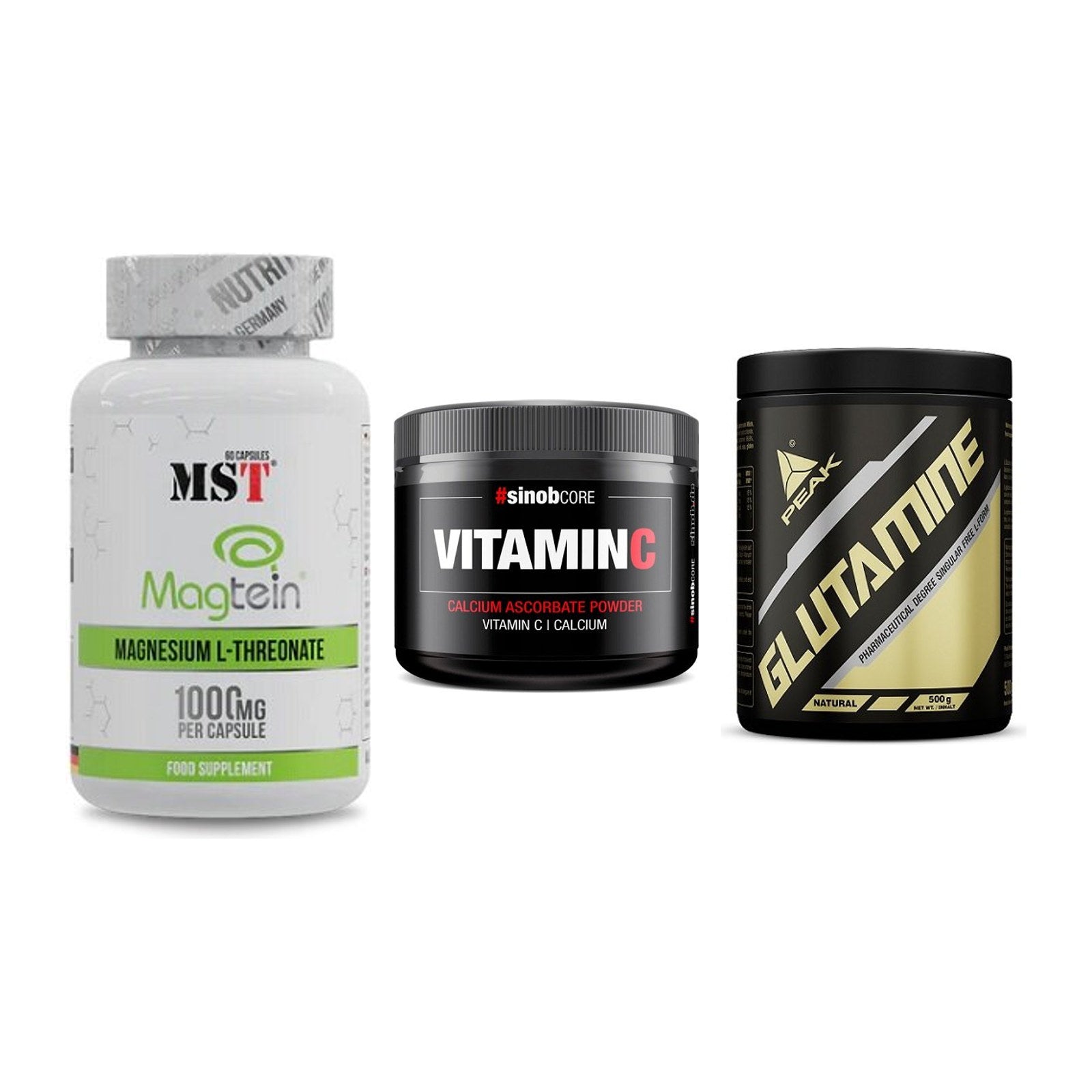 Ausdauer-Set: MST Magnesium + Sinob Vitamin C + Peak Glutamin – alle enthaltenen Artikel