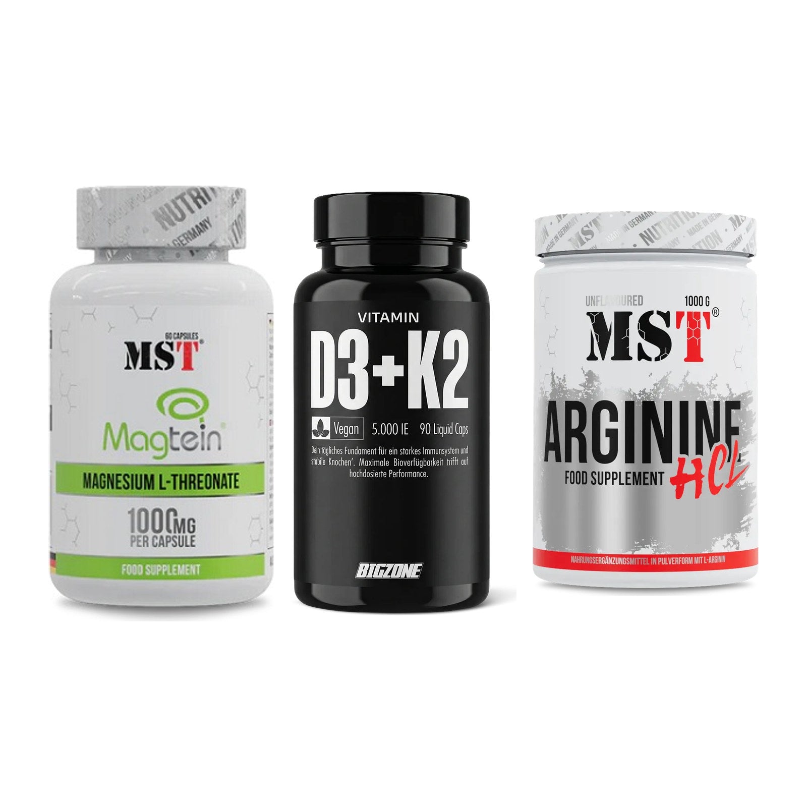 Ausdauer-Set: MST Magnesium + Big Zone Vitamin + MST Arginine HCL – alle enthaltenen Artikel