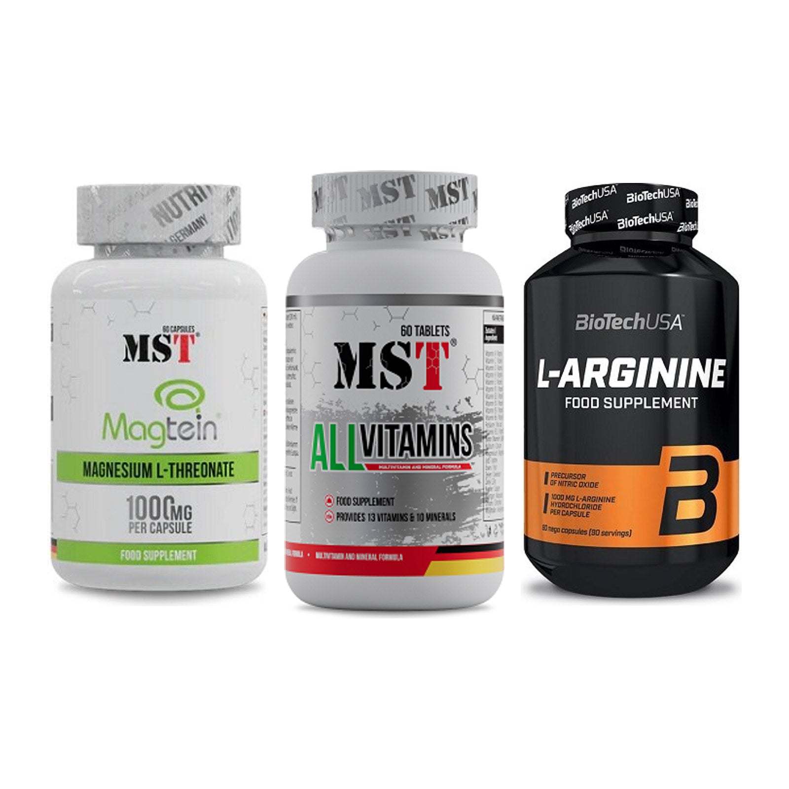 Ausdauer-Set: MST Magnesium + MST All Vitamins + BioTech L-Argini – alle enthaltenen Artikel