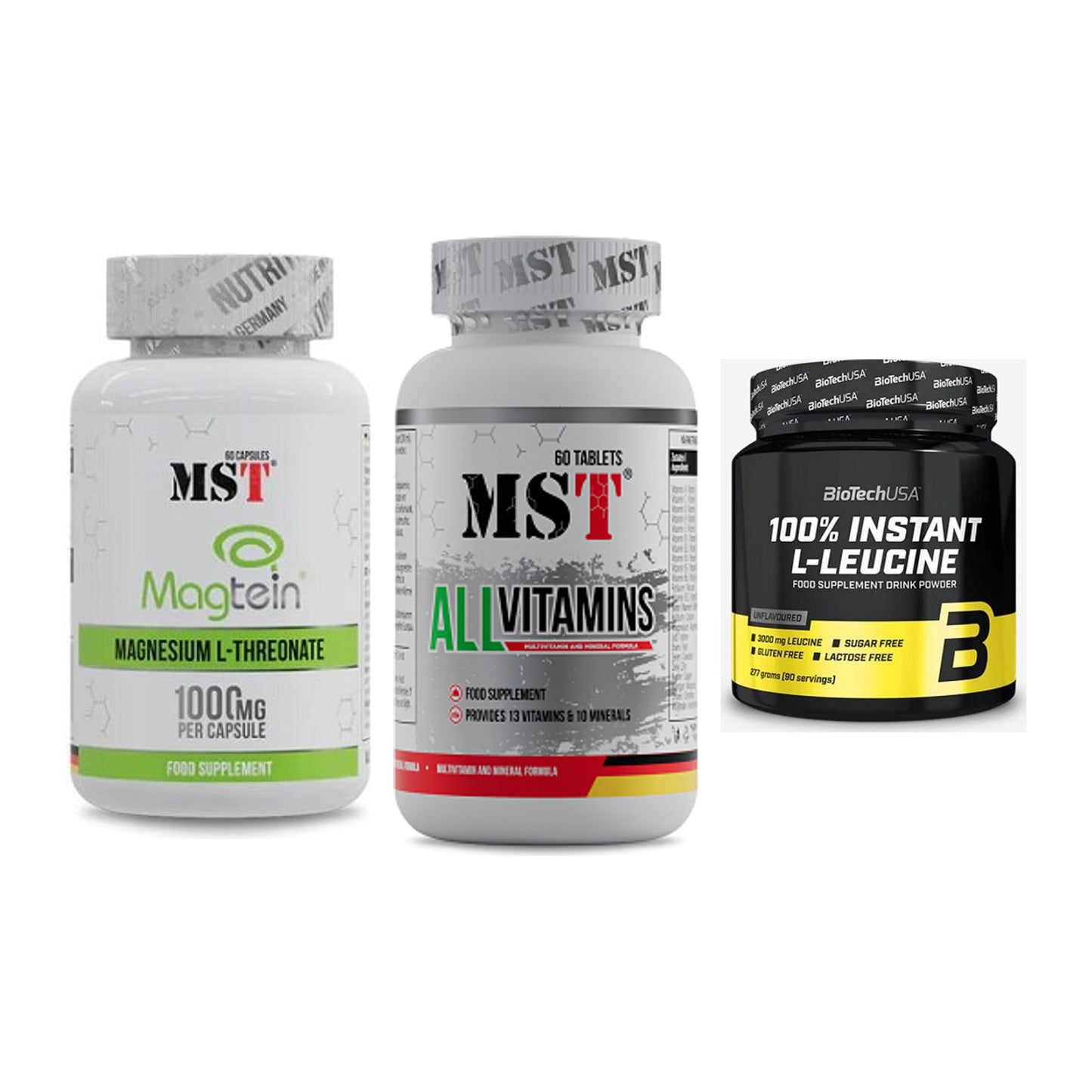 Ausdauer-Set: MST Magnesium + MST All Vitamins + BioTech 100% – alle enthaltenen Artikel