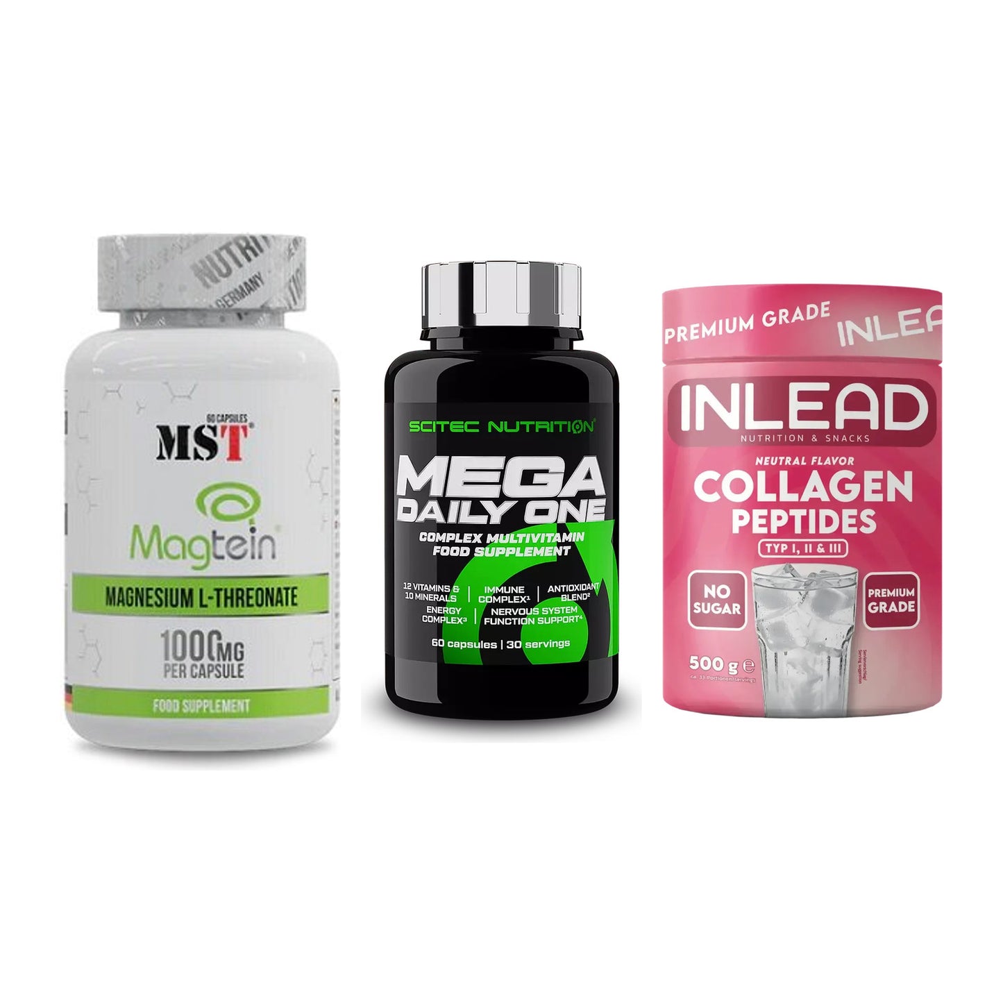 Ausdauer-Set: MST Magnesium + Scitec Mega + INLEAD Collagen – alle enthaltenen Artikel
