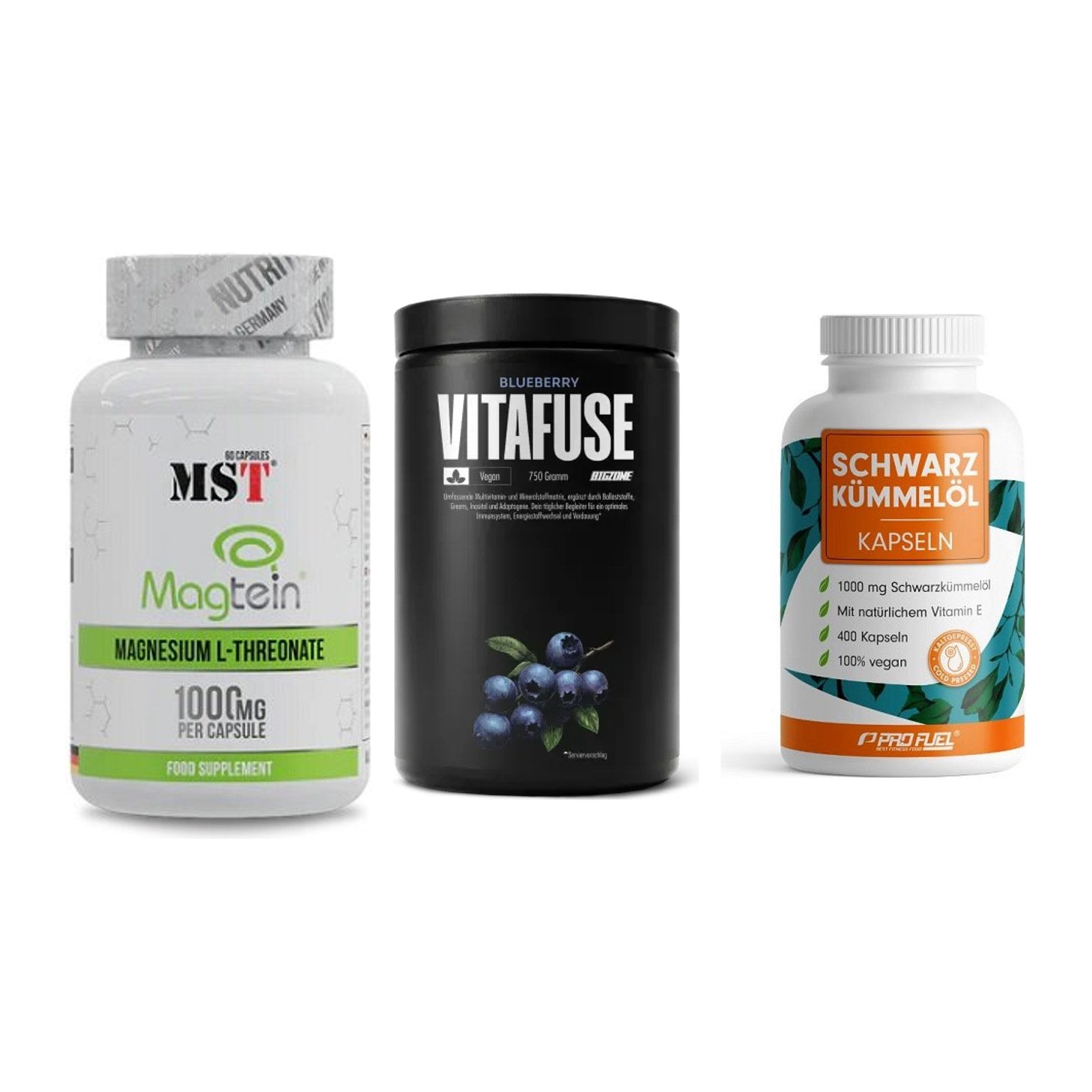 Ausdauer-Set: MST Magnesium + Big Zone Vitafus + ProFuel Schwarzk – alle enthaltenen Artikel