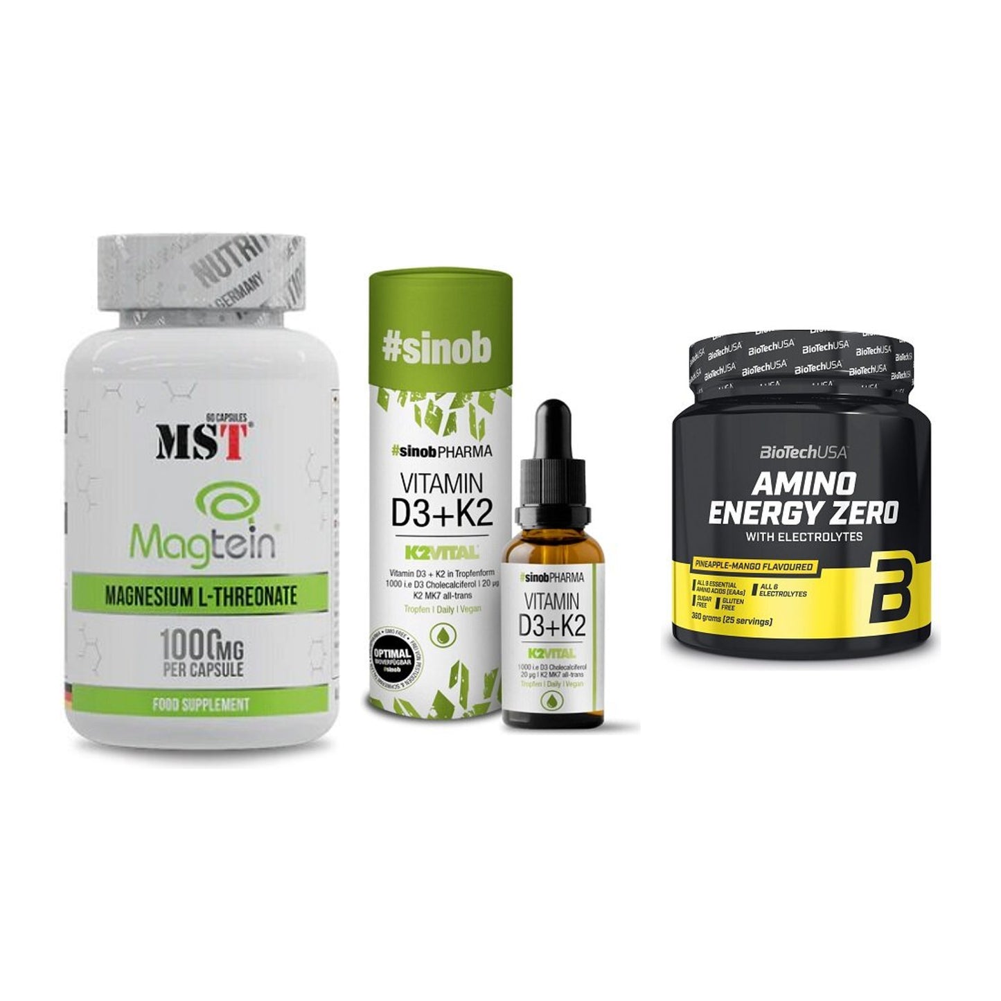 Ausdauer-Set: MST Magnesium + Sinob Vitamin D3 + BioTech Amino – alle enthaltenen Artikel