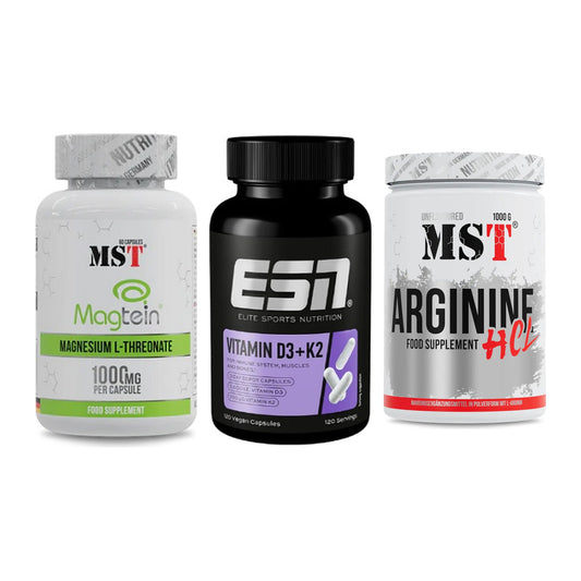 Ausdauer-Set: MST Magnesium + ESN Vitamin D3 + MST Arginine HCL – alle enthaltenen Artikel