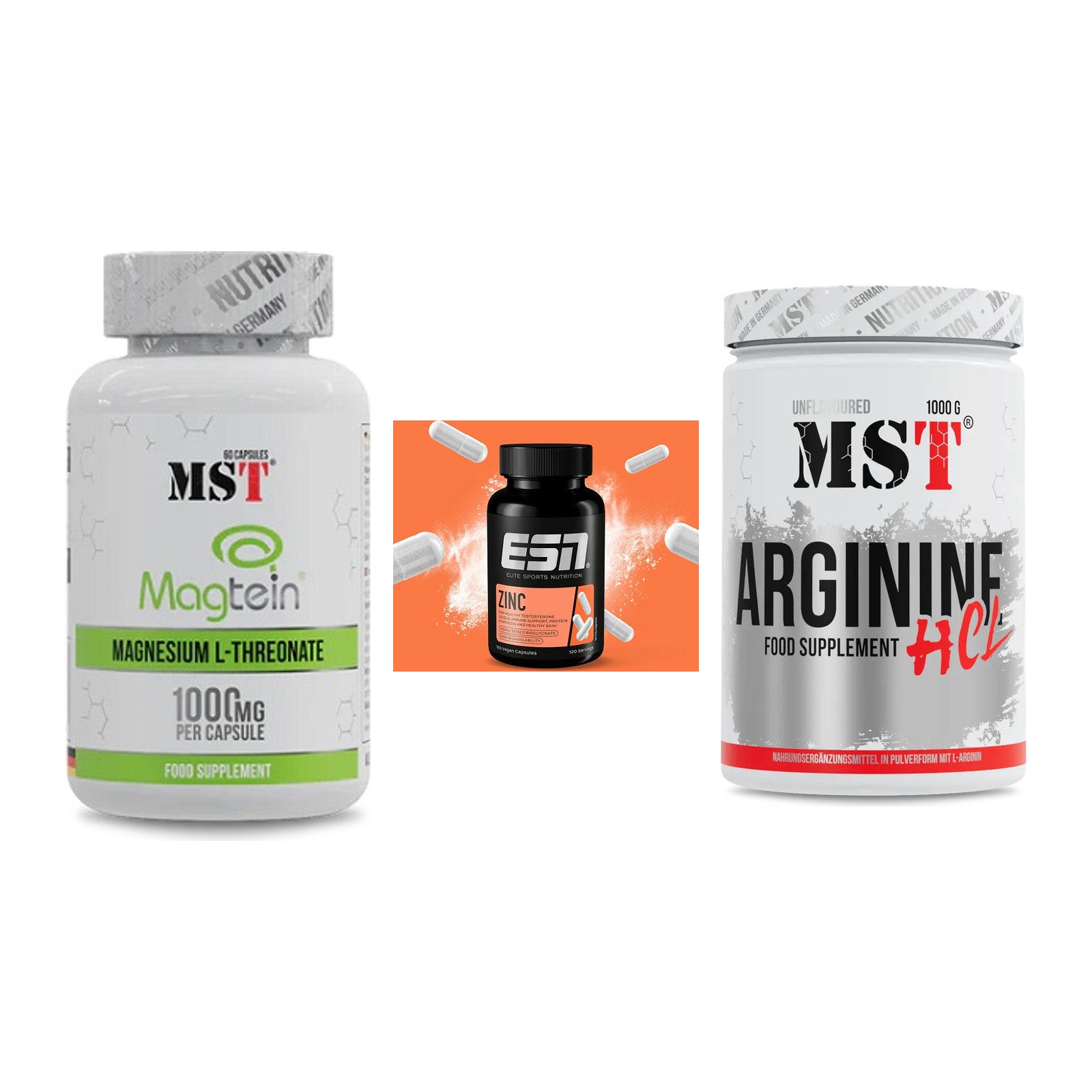 Ausdauer-Set: MST Magnesium + ESN Zinc + MST Arginine HCL – alle enthaltenen Artikel