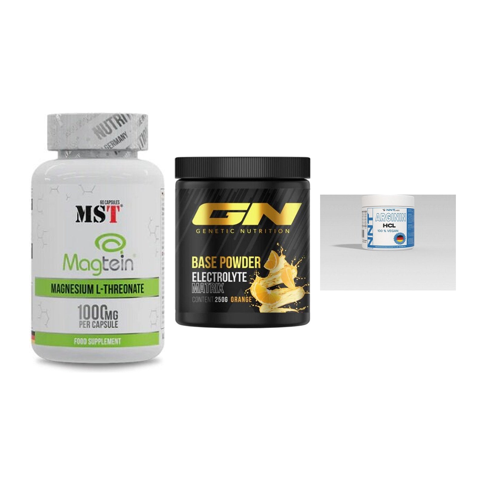Ausdauer-Set: MST Magnesium + GN Base Powder + NNT Arginin – alle enthaltenen Artikel