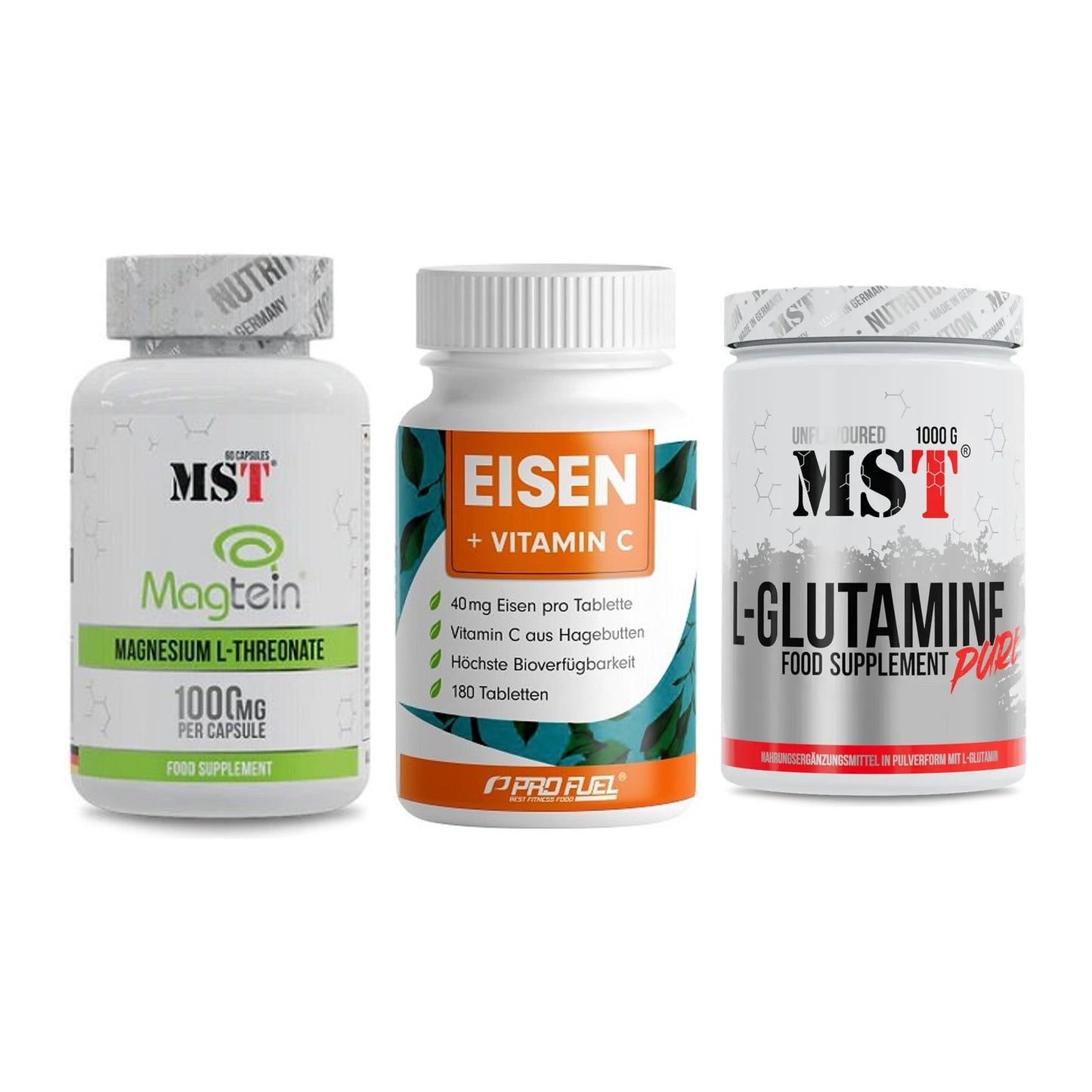 Ausdauer-Set: MST Magnesium + ProFuel EISEN + MST Glutamine – alle enthaltenen Artikel