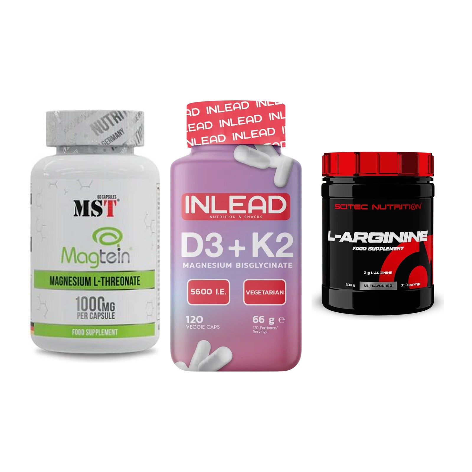 Ausdauer-Set: MST Magnesium + INLEAD Vitamin + Scitec Arginin – alle enthaltenen Artikel