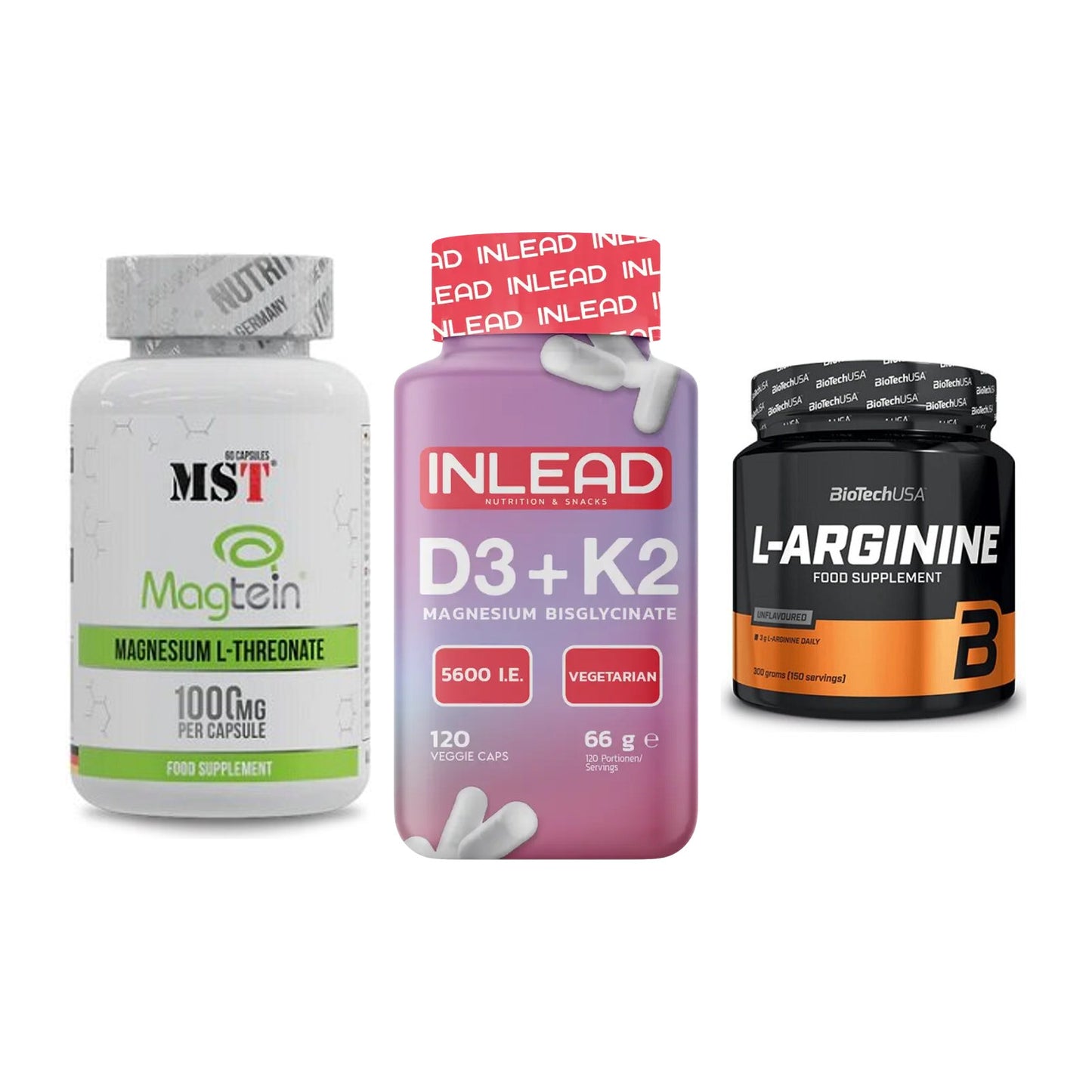 Ausdauer-Set: MST Magnesium + INLEAD Vitamin + BioTech L-Argini – alle enthaltenen Artikel