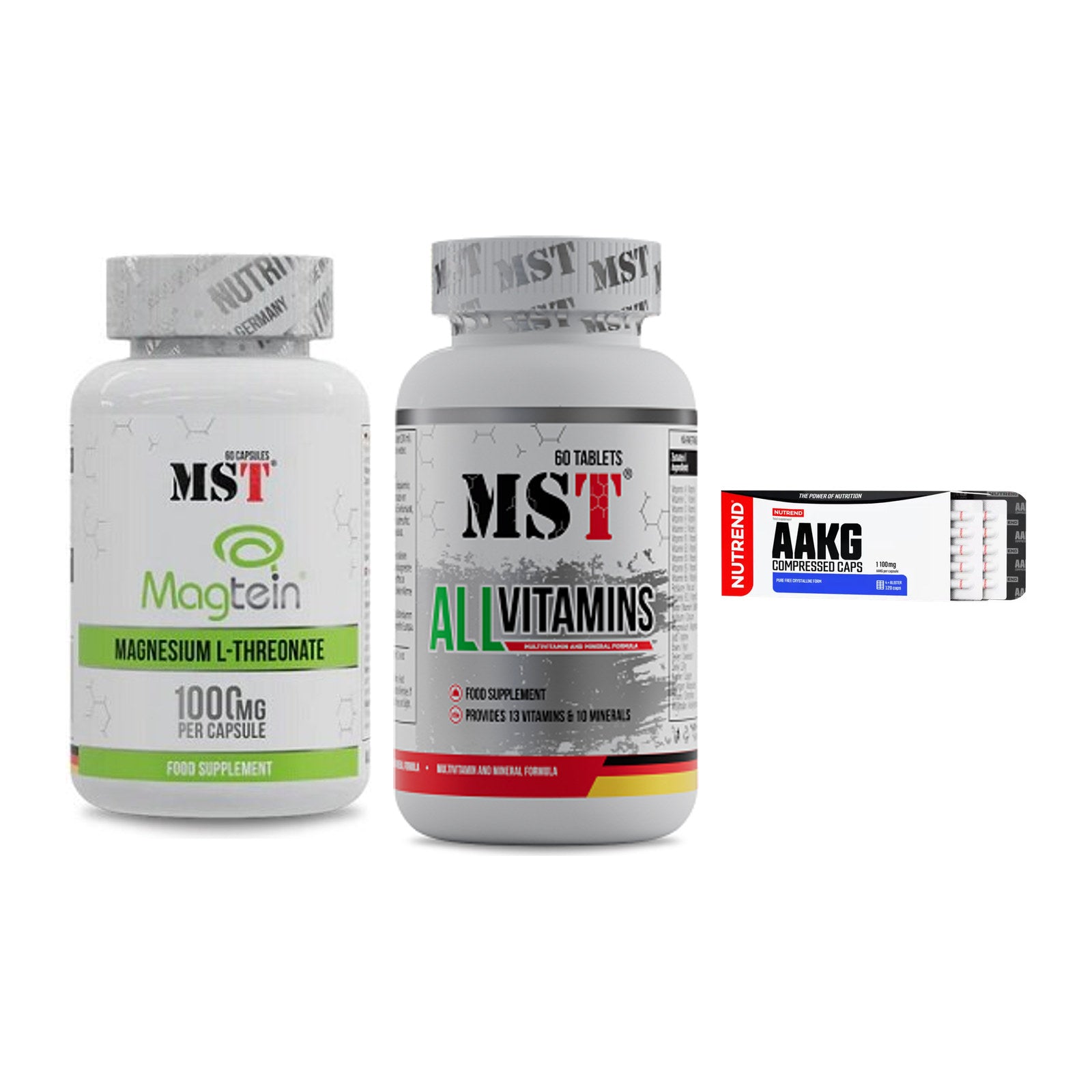 Ausdauer-Set: MST Magnesium + MST All Vitamins + Nutrend AAKG – alle enthaltenen Artikel