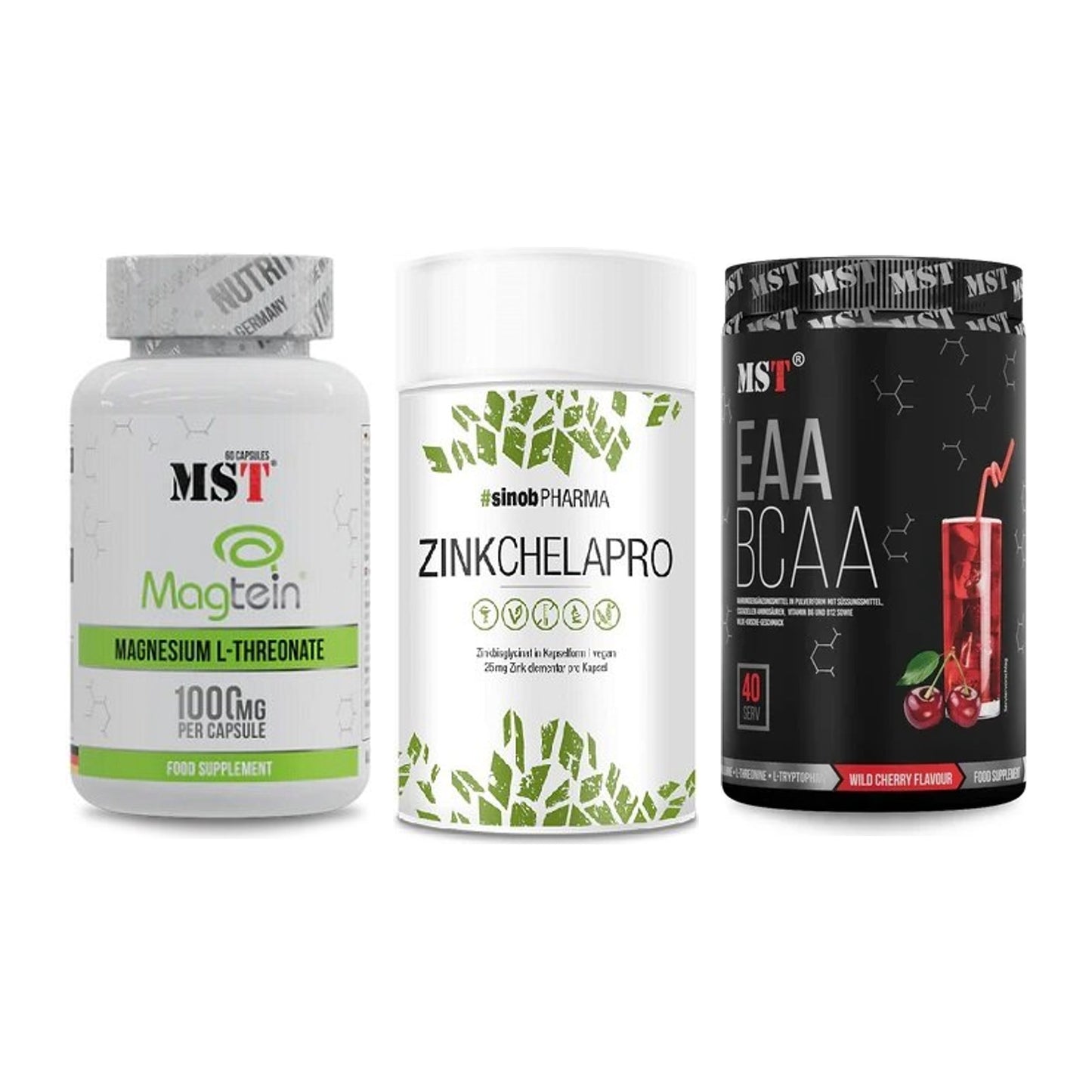 Ausdauer-Set: MST Magnesium + Sinob Zink + MST EAA & BCAA – alle enthaltenen Artikel