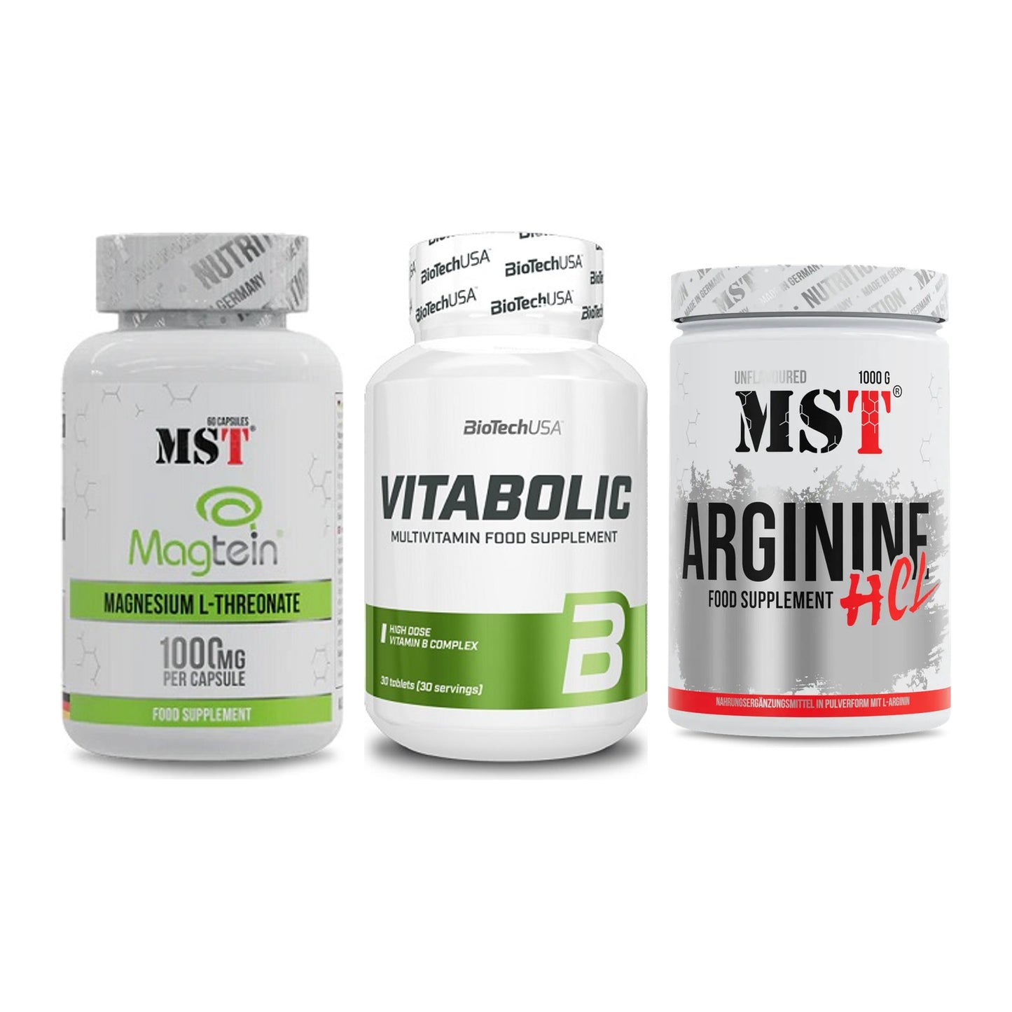 Ausdauer-Set: MST Magnesium + BioTech Vitaboli + MST Arginine HCL – alle enthaltenen Artikel