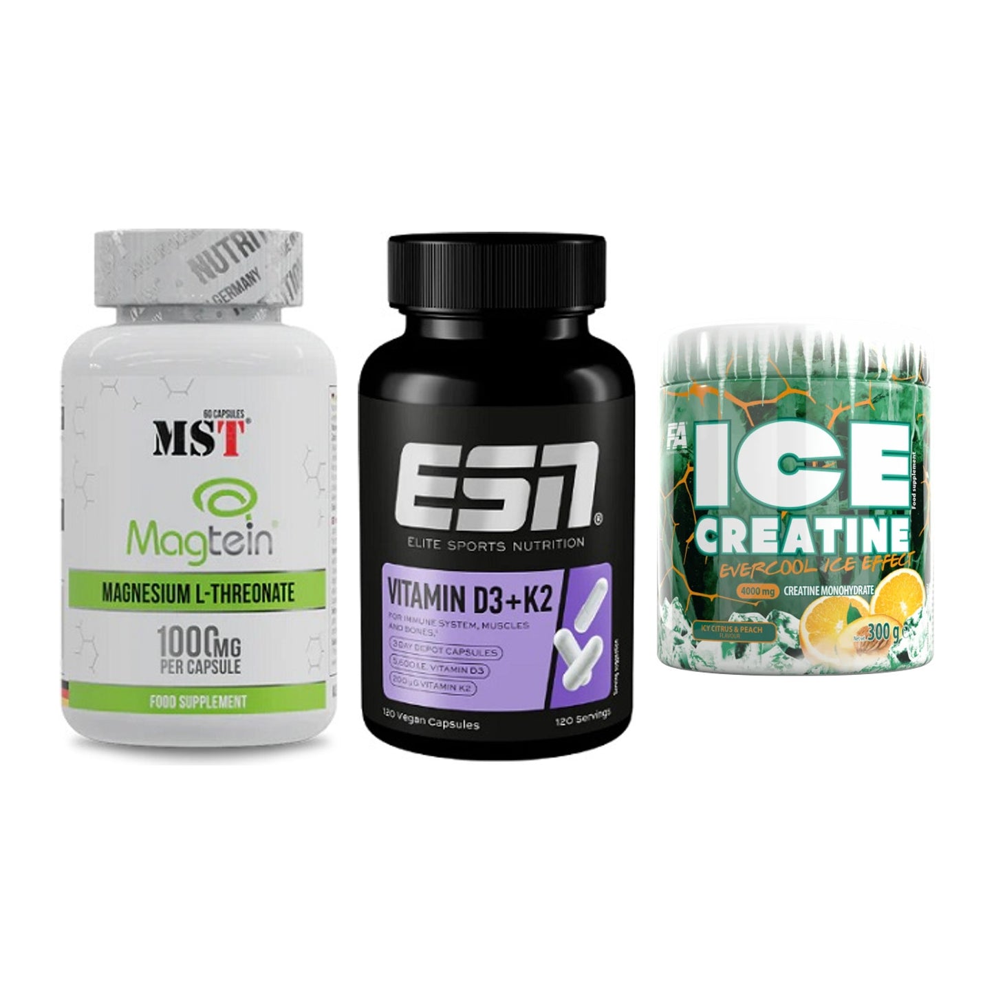 Ausdauer-Set: MST Magnesium + ESN Vitamin D3 + FA Nutrition ICE – alle enthaltenen Artikel