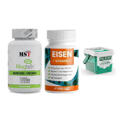 Ausdauer-Set: MST Magnesium + ProFuel EISEN + INLEAD L-Glutami – alle enthaltenen Artikel
