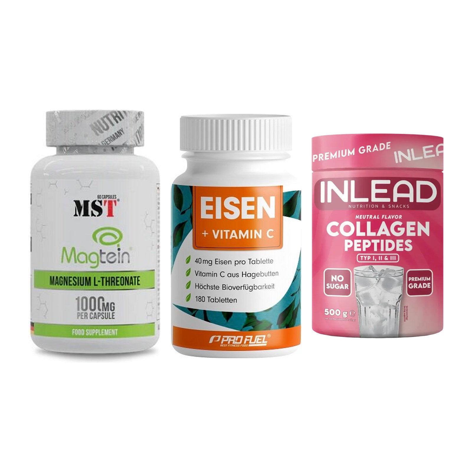 Ausdauer-Set: MST Magnesium + ProFuel EISEN + INLEAD Collagen – alle enthaltenen Artikel