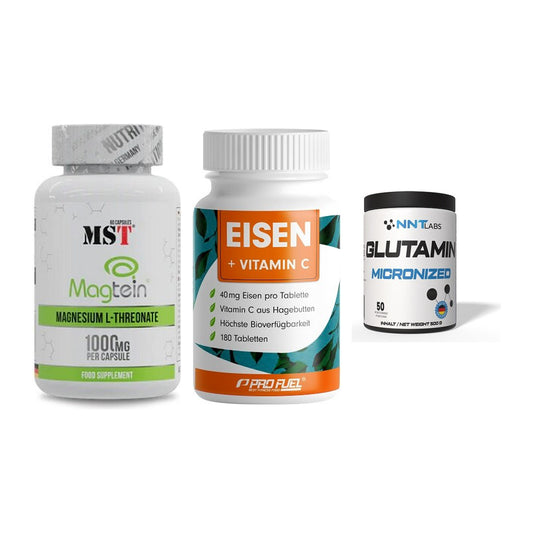 Ausdauer-Set: MST Magnesium + ProFuel EISEN + NNT Glutamin – alle enthaltenen Artikel
