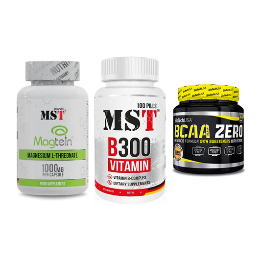 Ausdauer-Set: MST Magnesium + MST B300 B-Compl + BioTech BCAA – alle enthaltenen Artikel